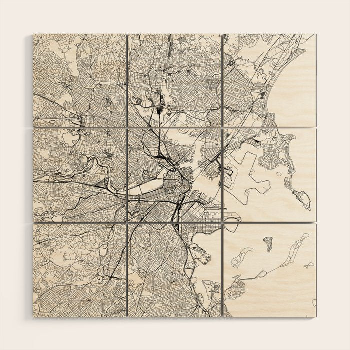 Boston Map Wood Wall Art Gallery Image 1