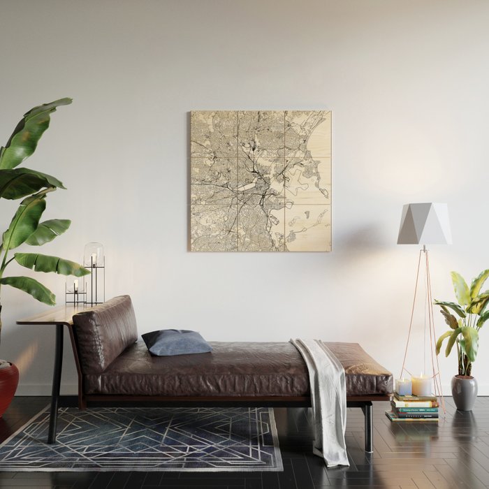 Boston Map Wood Wall Art Gallery Image 2