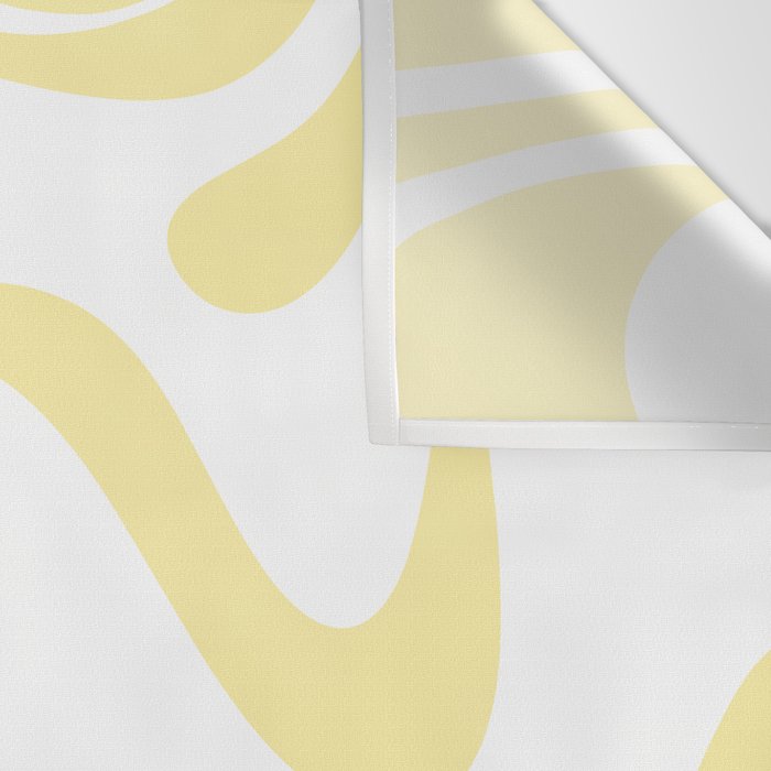 Retro Liquid Swirl Contemporary Abstract Butter Yellow and White Pattern 2 Wall Tapestry Gallery Image 3