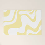 Retro Liquid Swirl Contemporary Abstract Butter Yellow and White Pattern 2 Welcome Mat Gallery Image 1