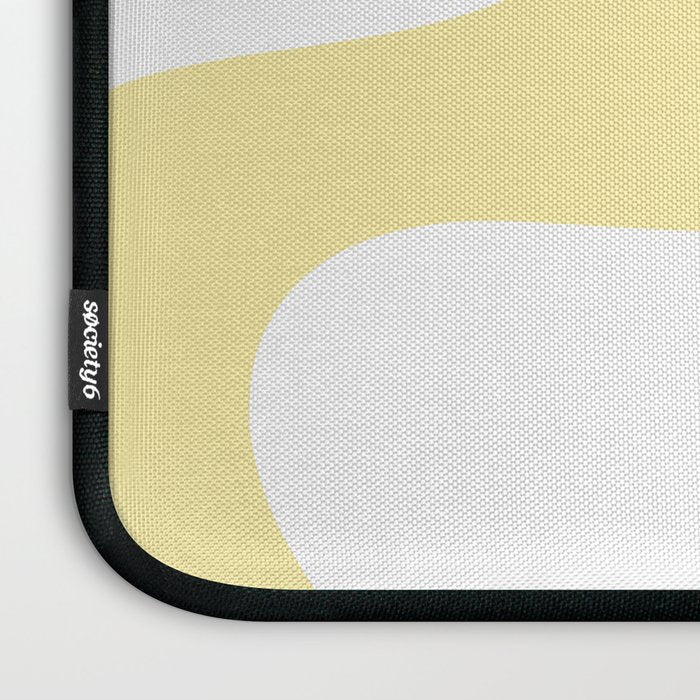 Retro Liquid Swirl Contemporary Abstract Butter Yellow and White Pattern 2 Laptop Sleeve Gallery Image 3