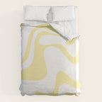 Retro Liquid Swirl Contemporary Abstract Butter Yellow and White Pattern 2 Duvet Cover Gallery Image 6