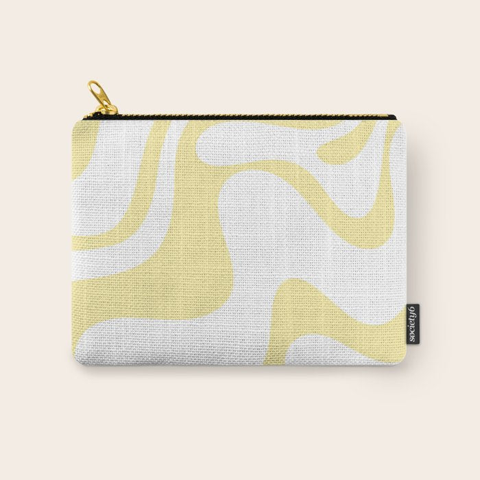 Retro Liquid Swirl Contemporary Abstract Butter Yellow and White Pattern 2 Carry All Pouch Gallery Image 1