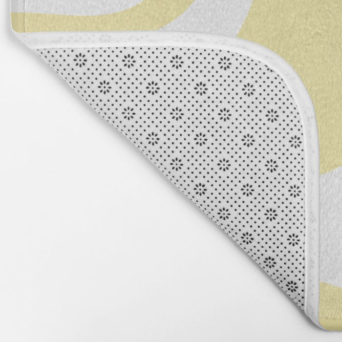 Retro Liquid Swirl Contemporary Abstract Butter Yellow and White Pattern 2 Bath Mat Gallery Image 2