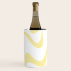 Retro Liquid Swirl Contemporary Abstract Butter Yellow and White Pattern 2 Wine Chiller Gallery Image 3