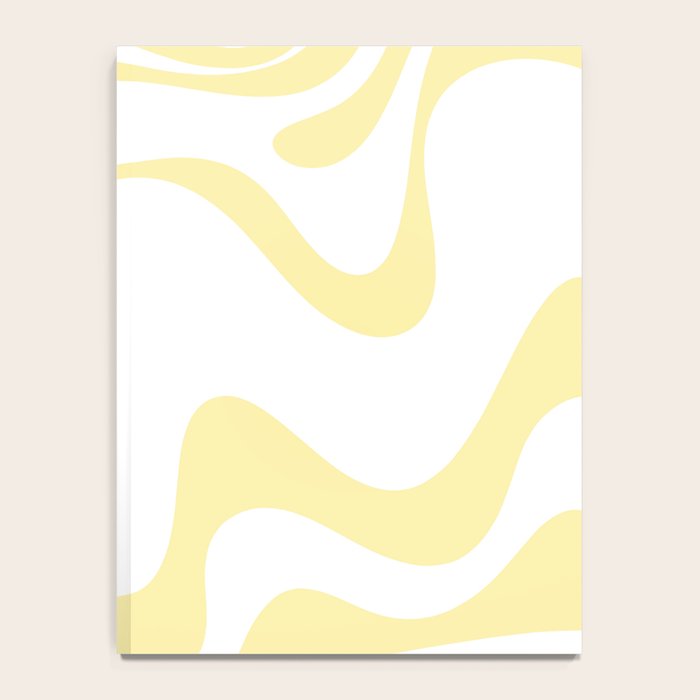 Retro Liquid Swirl Contemporary Abstract Butter Yellow and White Pattern 2 Notebook Gallery Image 4