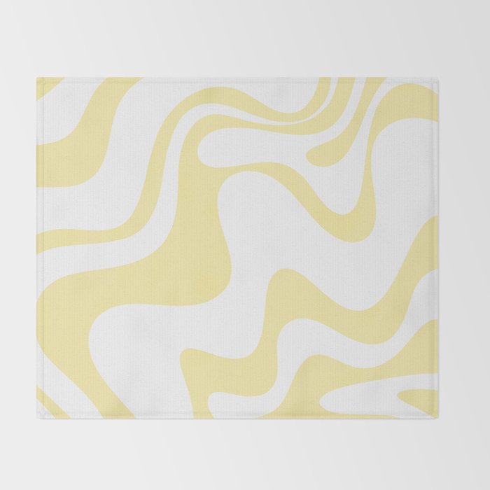 Retro Liquid Swirl Contemporary Abstract Butter Yellow and White Pattern 2 Throw Blanket Gallery Image 2
