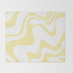 Retro Liquid Swirl Contemporary Abstract Butter Yellow and White Pattern 2 Throw Blanket Gallery Image 2