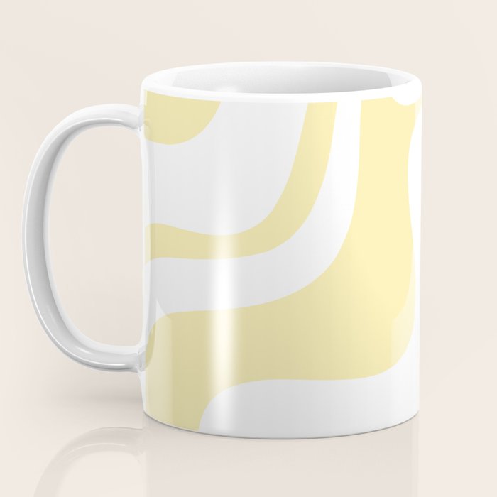 Retro Liquid Swirl Contemporary Abstract Butter Yellow and White Pattern 2 Coffee Mug Gallery Image 3