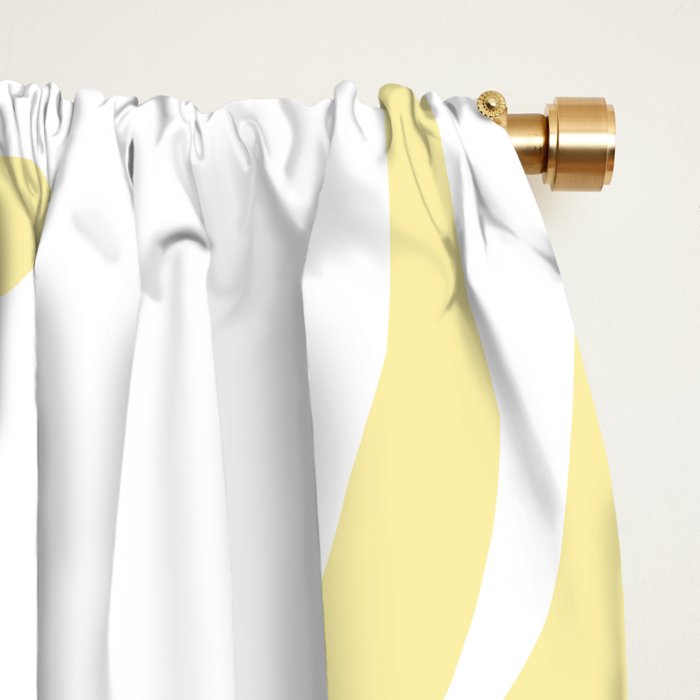 Retro Liquid Swirl Contemporary Abstract Butter Yellow and White Pattern 2 Window Curtain Gallery Image 2