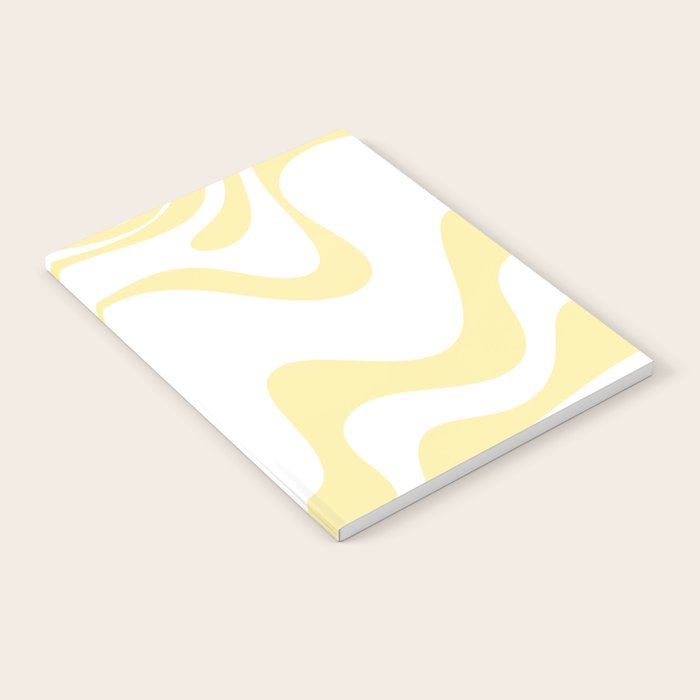 Retro Liquid Swirl Contemporary Abstract Butter Yellow and White Pattern 2 Notebook Gallery Image 1
