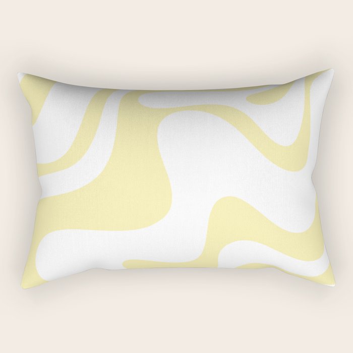 Retro Liquid Swirl Contemporary Abstract Butter Yellow and White Pattern 2 Rectangular Pillow Gallery Image 1