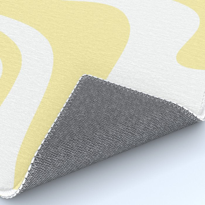 Retro Liquid Swirl Contemporary Abstract Butter Yellow and White Pattern 2 Rug Gallery Image 4