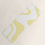 Retro Liquid Swirl Contemporary Abstract Butter Yellow and White Pattern 2 Yoga Mat Gallery Image 1