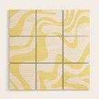 Retro Liquid Swirl Contemporary Abstract Butter Yellow and White Pattern 2 Wood Wall Art Gallery Image 1