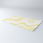 Retro Liquid Swirl Contemporary Abstract Butter Yellow and White Pattern 2 Rug Gallery Image 3