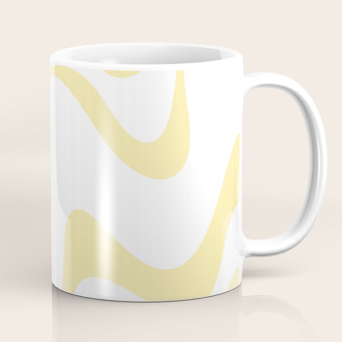 Retro Liquid Swirl Contemporary Abstract Butter Yellow and White Pattern 2 Coffee Mug Gallery Image 1