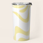 Retro Liquid Swirl Contemporary Abstract Butter Yellow and White Pattern 2 Travel Mug Gallery Image 2