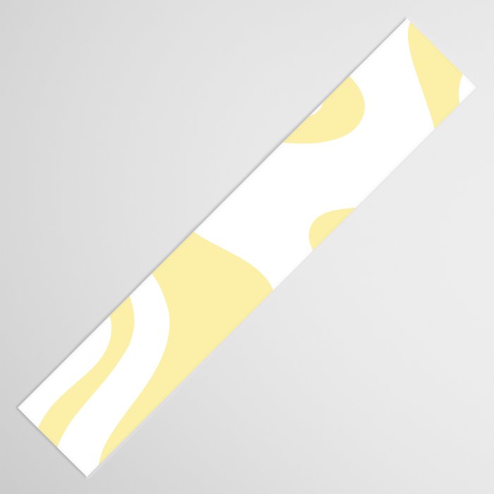 Retro Liquid Swirl Contemporary Abstract Butter Yellow and White Pattern 2 Table Runner Gallery Image 3