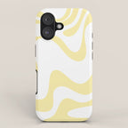Retro Liquid Swirl Contemporary Abstract Butter Yellow and White Pattern 2 iPhone Case Gallery Image 1