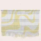Retro Liquid Swirl Contemporary Abstract Butter Yellow and White Pattern 2 Wall Hanging Gallery Image 1