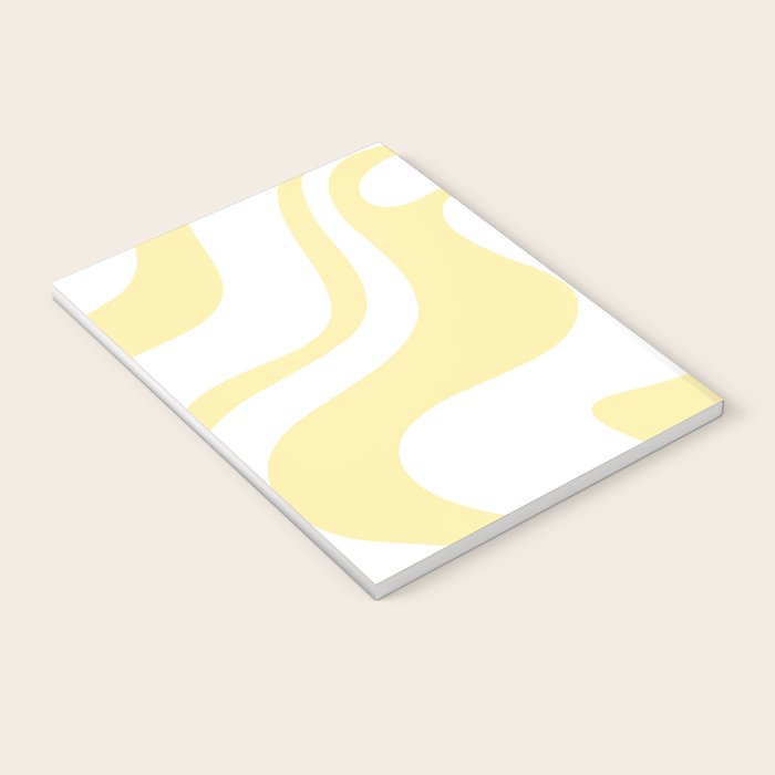 Retro Liquid Swirl Contemporary Abstract Butter Yellow and White Pattern 2 Notebook Gallery Image 3