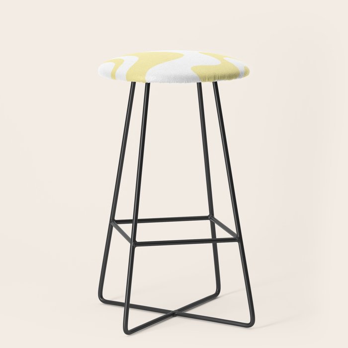 Retro Liquid Swirl Contemporary Abstract Butter Yellow and White Pattern 2 Stool Gallery Image 1