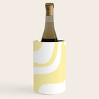 Retro Liquid Swirl Contemporary Abstract Butter Yellow and White Pattern 2 Wine Chiller Gallery Image 2