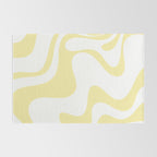 Retro Liquid Swirl Contemporary Abstract Butter Yellow and White Pattern 2 Rug Gallery Image 2