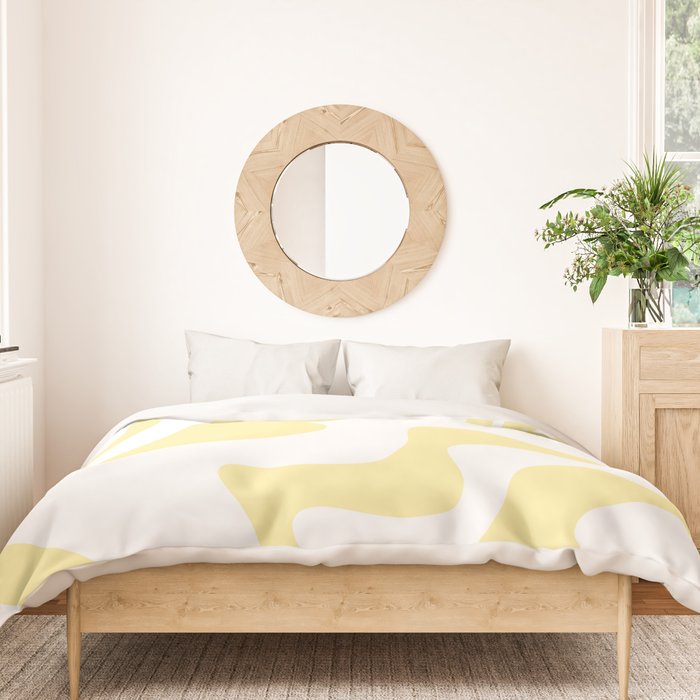 Retro Liquid Swirl Contemporary Abstract Butter Yellow and White Pattern 2 Duvet Cover Gallery Image 3