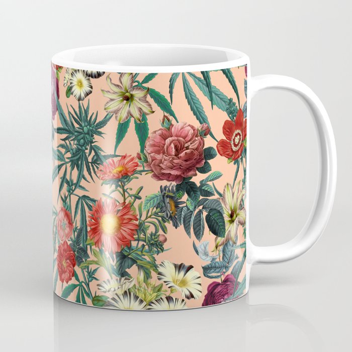 Marijuana and Floral Pattern Coffee Mug Gallery Image 1