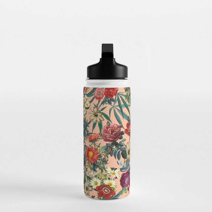Marijuana and Floral Pattern Water Bottle Gallery Image 3