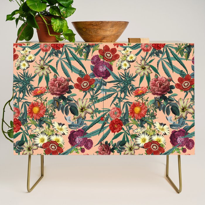 Marijuana and Floral Pattern Credenza Gallery Image 1