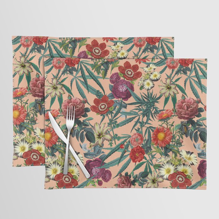 Marijuana and Floral Pattern Placemat Gallery Image 1