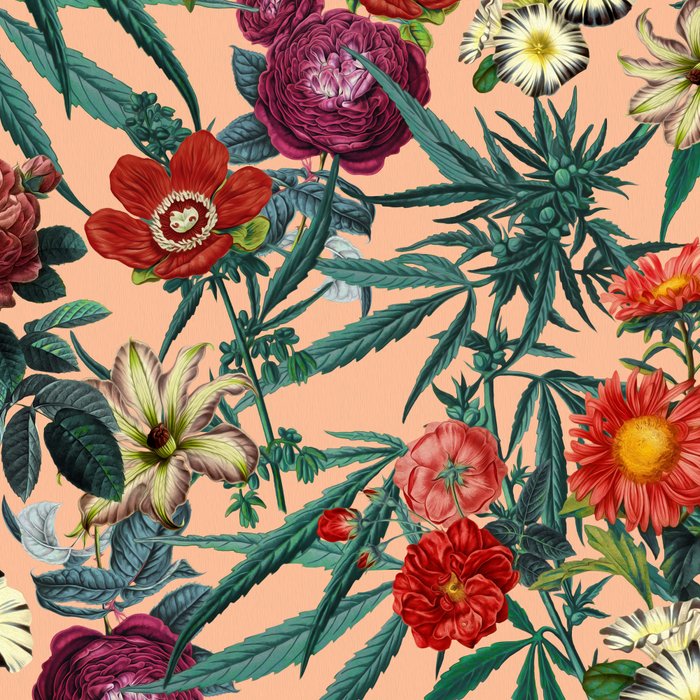 Marijuana and Floral Pattern Coffee Mug Gallery Image 2
