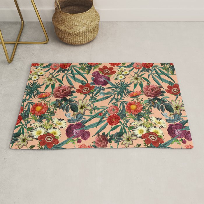Marijuana and Floral Pattern Rug Gallery Image 1