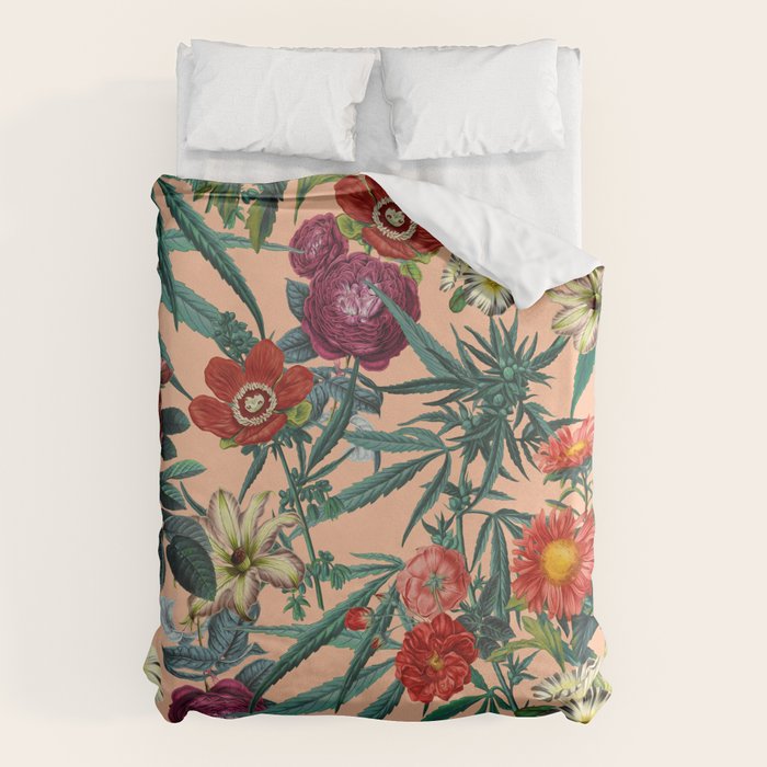 Marijuana and Floral Pattern Duvet Cover Gallery Image 6