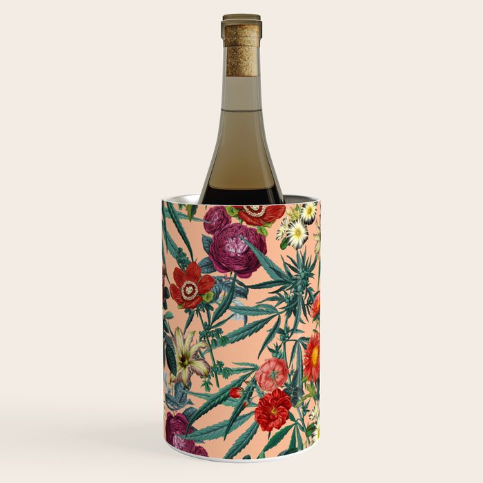 Marijuana and Floral Pattern Wine Chiller Gallery Image 1