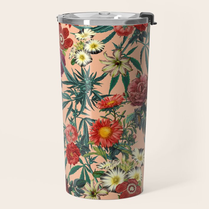 Marijuana and Floral Pattern Travel Mug Gallery Image 2