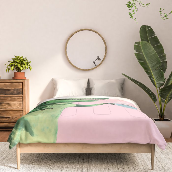 T-Rex Enjoying Coffee in Pink Comforter Gallery Image 3