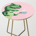 T-Rex Enjoying Coffee in Pink Side Table Gallery Image 2