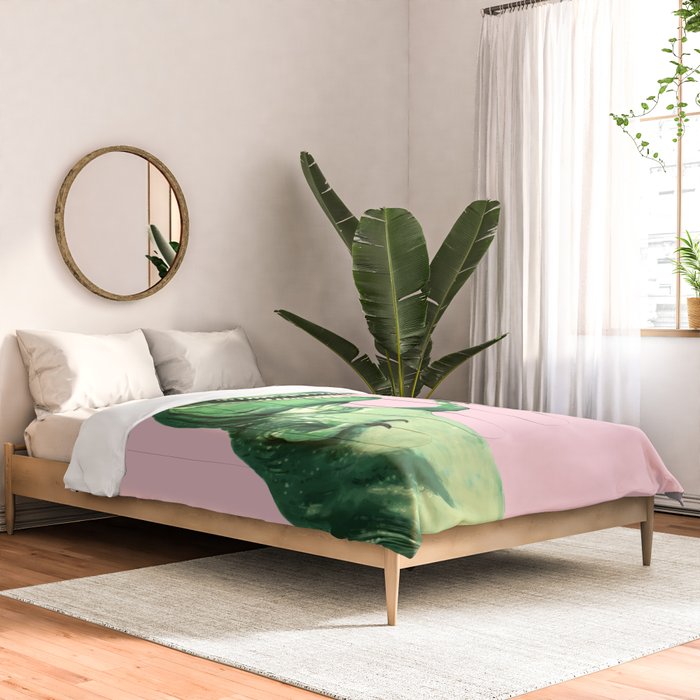 T-Rex Enjoying Coffee in Pink Comforter Gallery Image 2