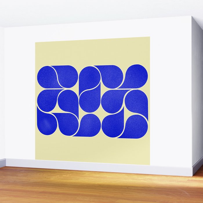 Blue mid-century shapes no8 Wall Mural Gallery Image 2