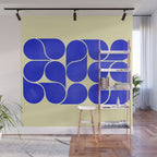 Blue mid-century shapes no8 Wall Mural Gallery Image 1
