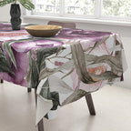 Purple Plum Pink Watercolor Peonies and Greenery Tablecloth Gallery Image 3