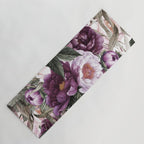 Purple Plum Pink Watercolor Peonies and Greenery Yoga Mat Gallery Image 1