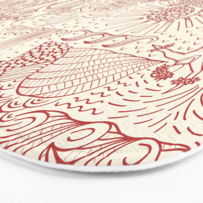 Hawaiian Hula Dancer Toile Red Bath Mat Gallery Image 3