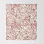Hawaiian Hula Dancer Toile Red Throw Blanket Gallery Image 2