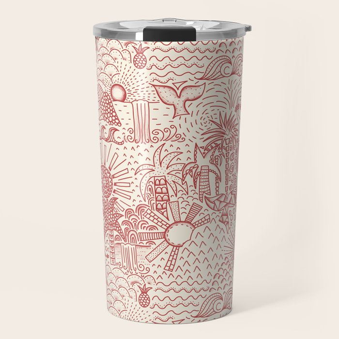 Hawaiian Hula Dancer Toile Red Travel Mug Gallery Image 1