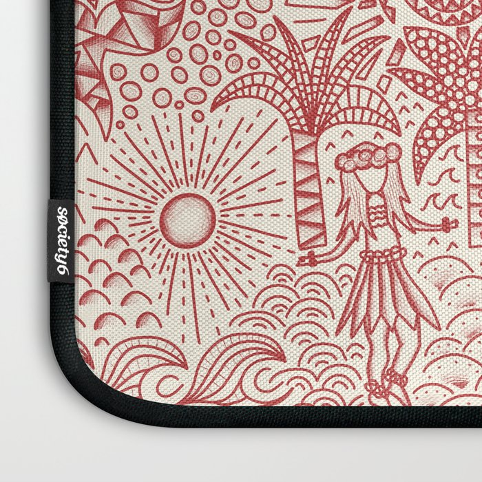 Hawaiian Hula Dancer Toile Red Laptop Sleeve Gallery Image 3